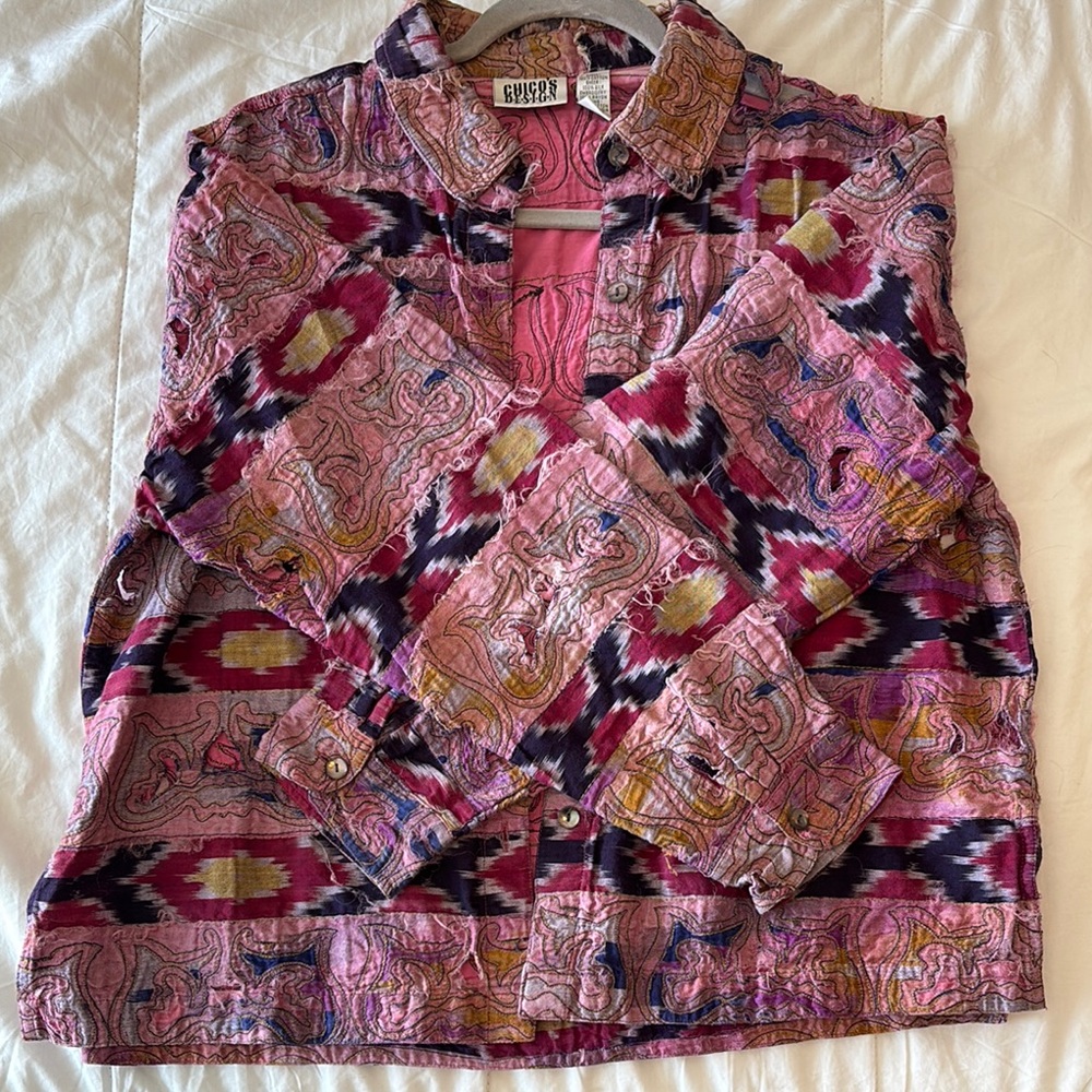 Chico's Patterned Textured Women's Top - Picture 4 of 8